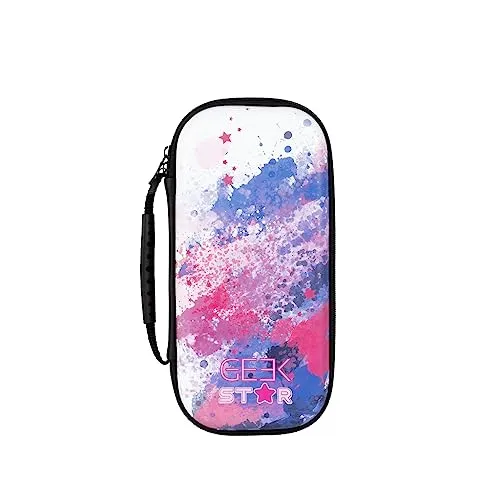 Konix Geek Star Schutz- und Transporttasche für Nintendo Switch, Switch Lite und Switch OLED Konsolen - Platz für 8 Spiele - Sternenmuster