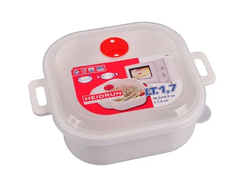 Heidrun Mikrowellenbehälter 1,7L - Frischhaltedosen - vielseitige Mikrowellen Kasserolle für schonendes Garen, Servieren und Einfrieren mit praktischen Lüftungslöchern und spülmaschinenfestem Kunststoff.