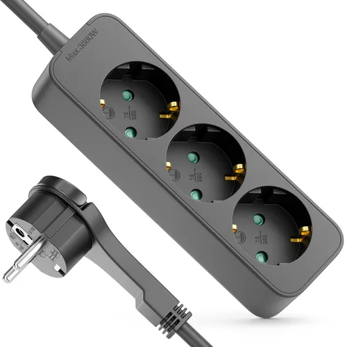 deleyCON 3-Fach Steckdosenleiste mit Flachstecker
