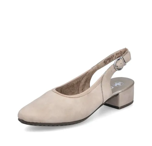 RIEKER Slingpumps für Damen, Gr. 40, beige - Elegante RIEKER Slingpumps aus Lederimitat mit 3,5 cm Blockabsatz und verstellbarem Riemchen. Ideal für besondere Anlässe oder den Sommer.