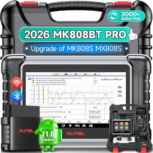 Autel MaxiCOM MK808BT PRO OBD2 Diagnosegerät: 2026 Voll Bidirektionale Aktiver Test, Android 11, 4G+64G, 2.4&5G WIFI, Upgrade von MK808BT MK808S MK808 MX808S, 28+ Service Alle System, BT506 Kompatibel