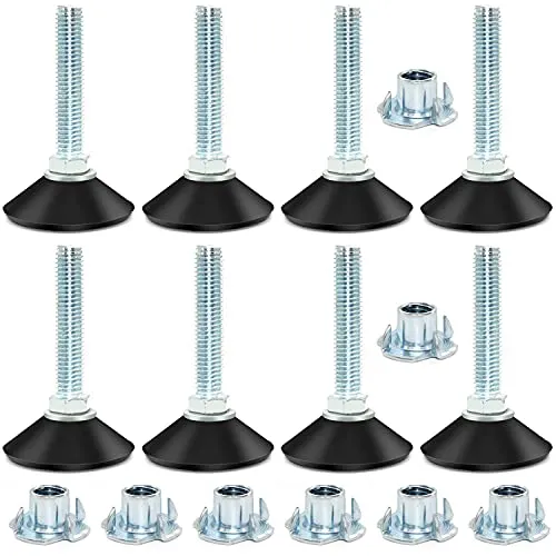 ZHANChen Möbelfüße Verstellbar Regulierschraube Verstellschraube Stellfüße Metall mit Einschlagmutter M10x 50mm Für Möbelfüße Tischbeine Stahl Verzinkt 8stk Nivellierfüße +8stk Einschlagmutter