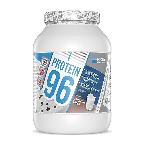 Frey Nutrition Protein 96 - Stracciatella 750g - Sportnahrung mit hohem Caseinanteil, ideal für Muskelaufbau, frei von pflanzlichen Proteinen und künstlichen Vitaminen.