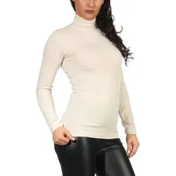 Mellice Rollkragenshirt Damen Langarm Rollkragen Shirt beige XL