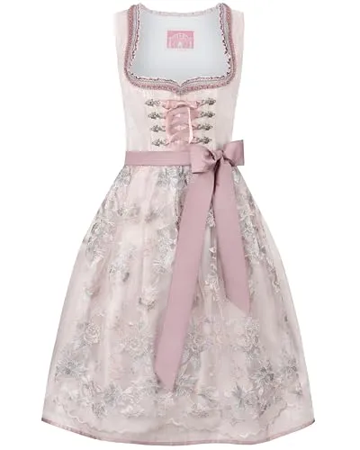 Stockerpoint Damen Lacey Midi Dirndl in Rose, Größe 44 - Elegantes Dirndl für Damen aus hochwertigem Jacquard mit aufwendig verarbeitetem Dekolleté und edler Spitzenschürze. Perfekter Schnitt und stilvolles Design machen es zum idealen Outfit für besondere Anlässe.