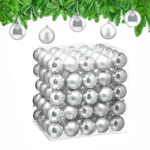 relaxdays Weihnachtsbaumkugel 100er Set, silber in silber von Relaxdays
