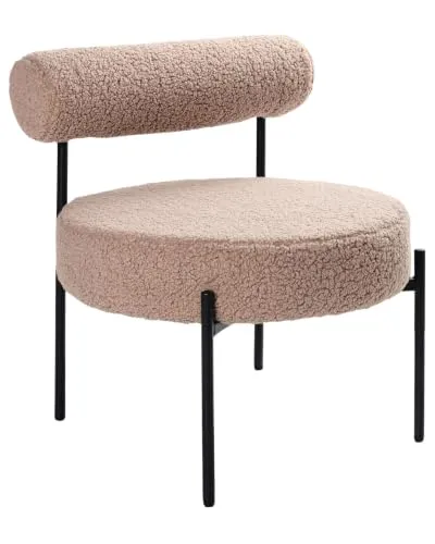 Sessel rund Bouclé beige taupe Retro Alpha
