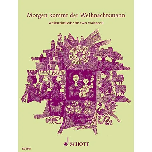 Morgen kommt der Weihnachtsmann: 33 beliebte Weihnachtslieder. 2 Violoncelli, Gitarre ad libitum. Spielpartitur.