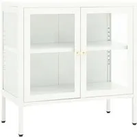 vidaXL Sideboard Weiß 70x35x70 cm aus Stahl und Glas von vidaXL