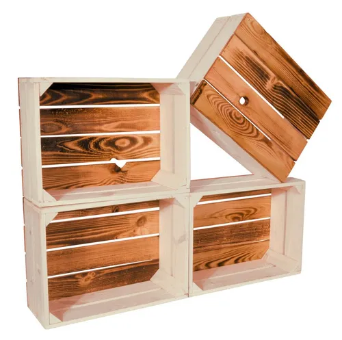 CHICCIE Holzkiste Regale Weiß Geflammt 38x28x15cm - Kiste Box (4 St)