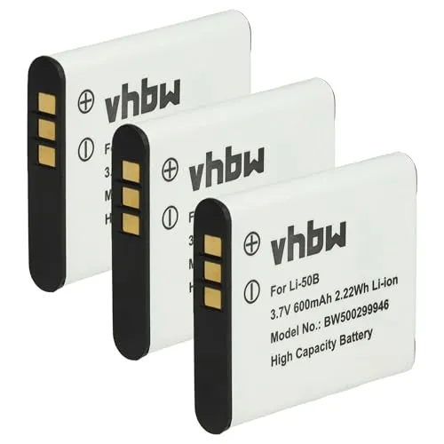 vhbw Akku Set 600mAh kompatibel mit Kamera Kodak PixPro FZ151, FZ201, SL10 Smart Lens, SL25 Smart Lens, SPZ1 Ersatz für Kodak LB-052. 3 x