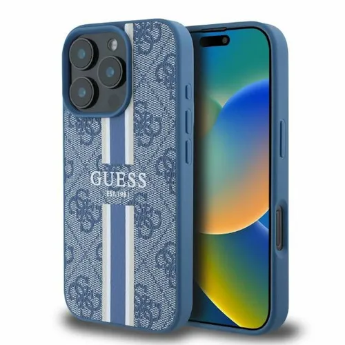 GUESS Hardcase für Apple iPhone 16 Pro Max - Blau mit MagSafe - Taschen & Schutzhüllen - Stilvolles Hardcase mit einzigartigem Streifen-Design und magnetischem kabellosen Laden für optimalen Schutz und Funktionalität.