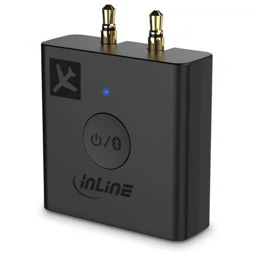InLine® Flugzeug Bluetooth Audio Transmitter Sender, BT 5.0, aptX HD/LL - Bluetooth-Zubehör für kabellosen Genuss: Übertragen Sie Board Entertainment in höchster Qualität auf Ihre Kopfhörer – ideal für Reisen mit bis zu 30 Stunden Akku-Laufzeit!