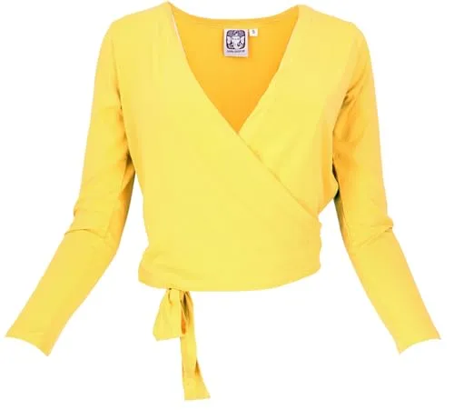 GURU SHOP Yoga Langarmshirt, Bio Baumwolle Wickelshirt, Tanzshirt - Raps, Damen, Size:XL