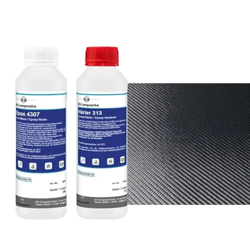 Epoxidharz 375g plus 1m² Designgewebe Nero 200g/m² Köper Design für schöne auffallende Oberflächen sehr gute Haftung vielen Materialien