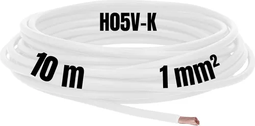 Kalitec 10 Meter H05V-K 1 mm² weiß Verdrahtungsleitung I Aderleitung flexibel I PVC Einzelader I Litze 1mm2 I Verdrahtung feindrätig I Einzelleitung I Kabel eindrähtig I Schaltdraht flammwidrig