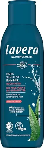 Lavera basis sensitiv Bodymilk reichhaltig 250 ml - Ganzkörperpflege mit deutscher Milch, spendet intensive Feuchtigkeit und pflegt trockene Haut nachhaltig.