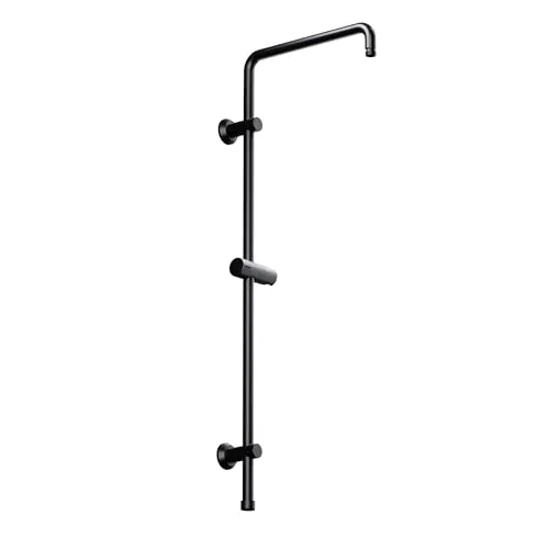 JOHO Edelstahl Duschstange, Steigrohr, Duschsystem Zubehör, Wandstange für Regendusche, Duschsäule 91cm mit höhenverstellbarem Handbrausehalter, Schwarz
