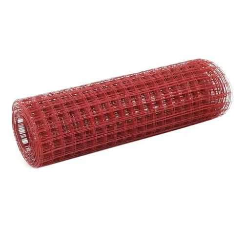 vidaXL Gartenzaun Drahtzaun Stahl mit PVC-Beschichtung 10x0,5 m Rot, (1-St)