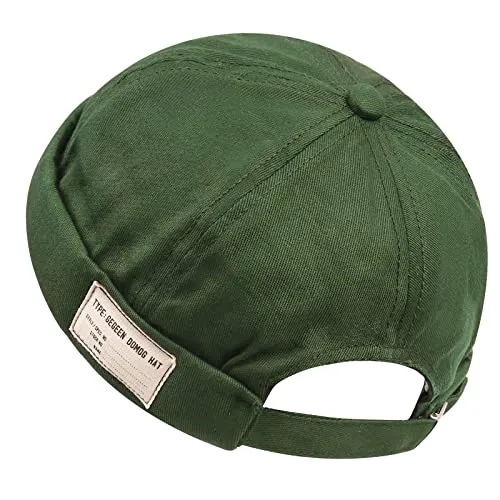 Clape Docker Cap Summer Seemannsmütze, Thin Sailor Cap Cotton Retro Brimless Hat, Basecap für Herrn und Damen Green GD21