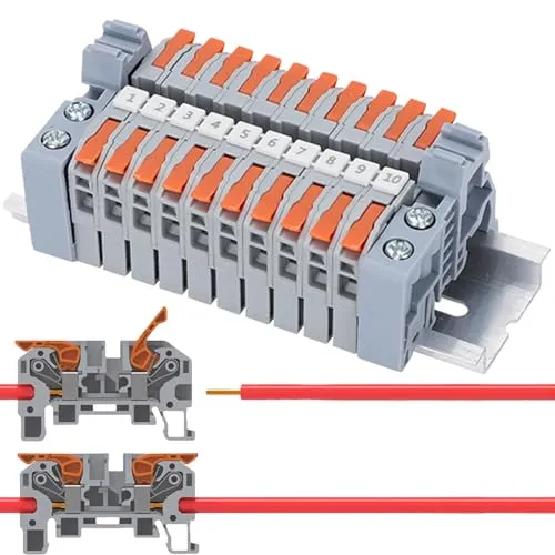 Produktbild Stück Reihenklemmen Hutschiene 0,5-2,5mm² Lüsterklemmen Steckbar Klemmen Elektro Klemmleiste Hutschiene Schnellen Verdrahten,Durchgangsklemme für Präzise Leitende Elektrische Verbindungsklemmen 10