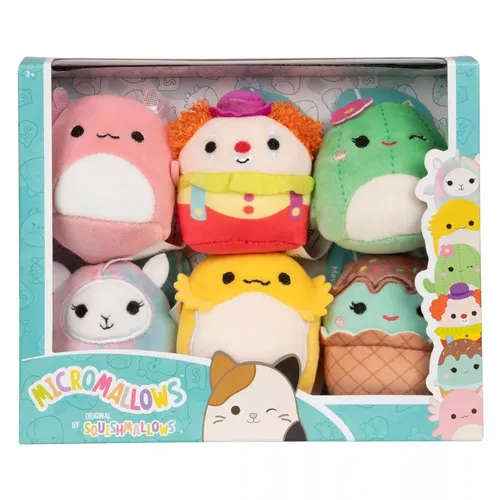 Micromallows Squishmallows Original 6-Pack – Archie Axolotl, Bimbi Clown, Lucy-M