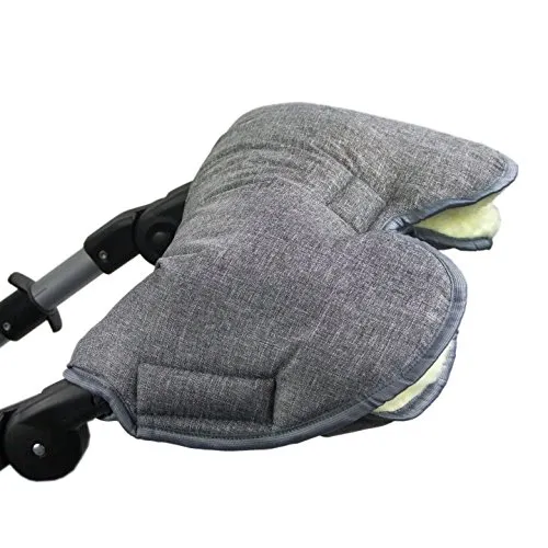 BAMBINIWELT Muff Handwärmer Handschuh für Kinderwagen Buggy mit Lammwolle für warme Hände universal MELIERT (dunkelgrau MELIERT)