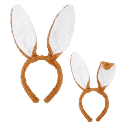 Widmann S.r.l. Kostüm Haarreif mit Hasenohren - Braun Weiß, Zubehör Has
