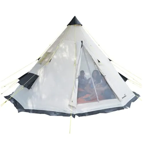 Skandika Tipi-Zelt Goathi 550 Protect - Tipizelt für 10 Personen, wasserdicht mit 4000mm Wassersäule, fest eingenähtem Zeltboden und 3m Stehhöhe für maximalen Komfort beim Camping.