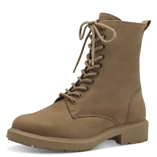 Tamaris Damen Schnürstiefel aus Leder - CAMEL/Braun, Größe 40 EU - Wanderschuhe mit gepolsterter TOUCH-IT Decksohle und herausnehmbarem Fußbett für optimalen Komfort beim Wandern.