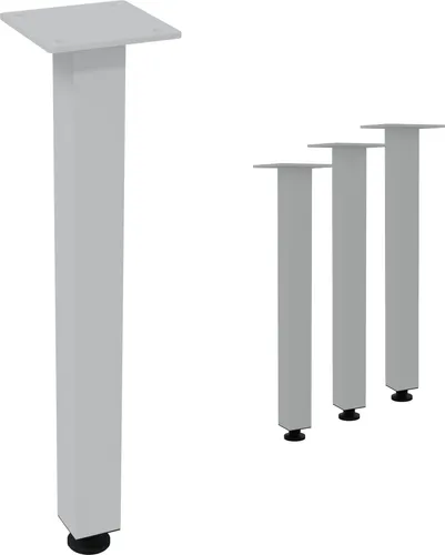 HAGO24 Tischbeine Set 4 Stück Möbelfuß Stahl weiß 4x4cm höhenverstellbar 42cm Couchtischbank DIY Tischgestell Schraubfüße I-Design