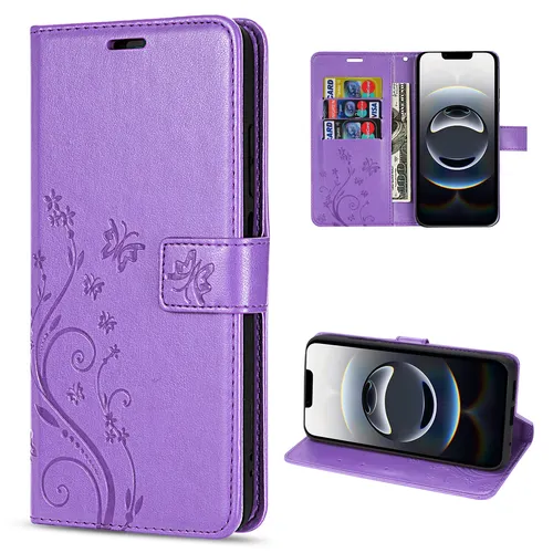 Hülle für iPhone 16E Handy Tasche Handyhülle Schutzhülle Klapphülle in Lila