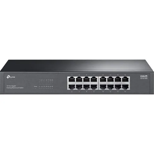 TP-Link LS1016G 16-Port Gigabit Switch - Netzwerk Switch mit 16 Ports, ideal für leistungsstarke Netzwerkinfrastrukturen und hohe Datenübertragungsraten.