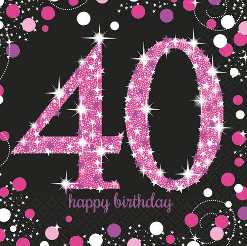 Servietten 40 Sparkling Celebrations pink 40. Geburtstag Glitzer Party 33x33 16