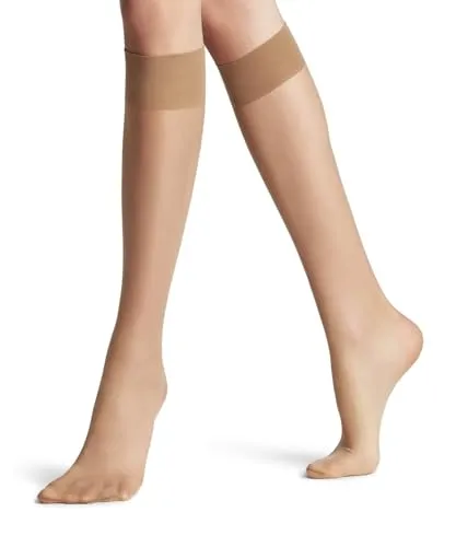 FALKE Damen Kniestrümpfe Seidenglatt 15 DEN W Kh transparent einfarbig 1 Paar, Hautfarben Powder 4169, 39-42