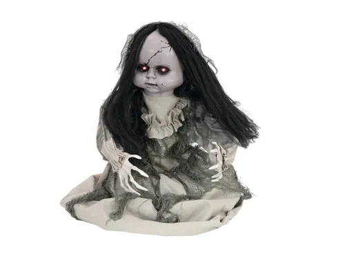 Tanzende Geisterpuppe - 46 cm Halloween Figur mit Licht und Geräuschen - Gruselige Geisterpuppe für Halloween, 46 cm groß, mit beweglichen Teilen und Sensor für Licht und Geräusche. Ideal für eine schaurige Atmosphäre bei Feiern.