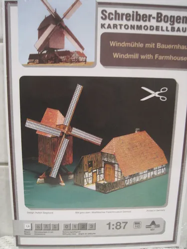 Windmühle mit Bauernhaus 1:87 Schreiber-Bogen Kartonbausatz *NEU* Bastelbogen