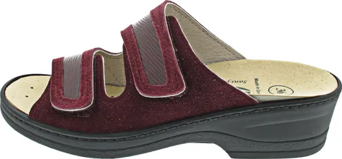 Algemare 1469-590 (36/tinto-rojo) - Hausschuhe aus hochwertigem Leder mit verstellbaren Klettverschlüssen für optimale Passform und anatomisch geformtem, waschbarem Fußbett für hohen Tragekomfort.