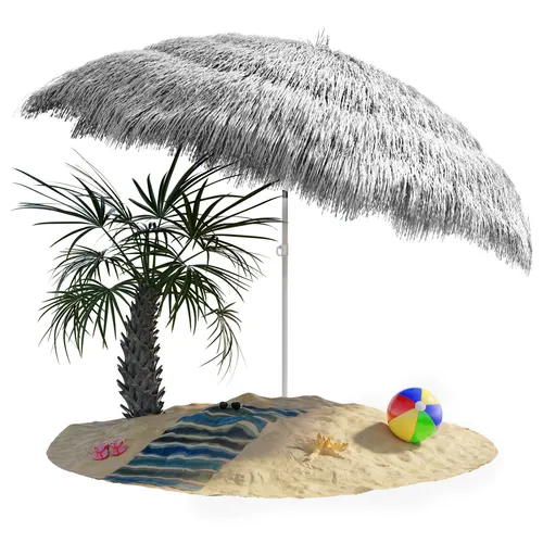 KINGSLEEVE® Sonnenschirm Hawaii Ø160cm - Neigbar & Höhenverstellbar mit UV Schutz 30+ - Stylischer Sonnenschirm im Hawaii-Look, ideal für Garten und Strand. Neigbar um 30° und mit UV-Schutz 30+ für optimalen Schatten. Stabiler Stand durch 8 Metallstreben und wasserabweisende Bespannung.