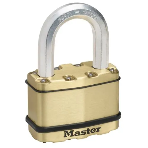 MASTER LOCK Hochleistungsvorhängeschloss M15BEURDLF - Vorhängeschlösser mit Bügel, wetterfest und ideal für Lagerräume und Garagen; robuster laminierter Stahl und Tough-Cut Borcarbid-Bügel bieten maximalen Schutz.