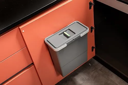 Elletipi Easy 2.0 PBD SP SS34 Mülleimer aus recyceltem Kunststoff, für jeden Raum, Fassungsvermögen 12 Liter, komplett mit Deckel. Einfache Befestigung auf jeder Oberfläche mit 4 selbstbohrenden