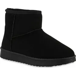 VAN HILL Damen Warm Gefüttert Winter Boots Stiefeletten Profil-Sohle Schuhe 840090, Farbe: Schwarz, Größe: 37 - Schwarz - 37