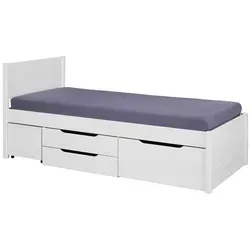Inter Link Efetivo Bett mit Stauraum 90x200 cm inkl. Nachtkommode - Skandinavisches Design trifft auf Funktionalität: Dieses hochwertige Kiefer-Massivholz-Bett bietet praktischen Stauraum und ist ideal für stilvolle Schlafzimmer.