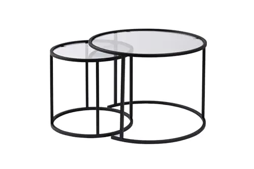 Elegantes Couchtisch Set Schwarz Transparent - Stylisches Couchtisch Set aus robustem Metallrahmen, ideal für jedes Wohnzimmer. Mit einer Breite von 60 cm und einer Höhe von 43 cm bietet es ausreichend Platz für Dekoration und Snacks.