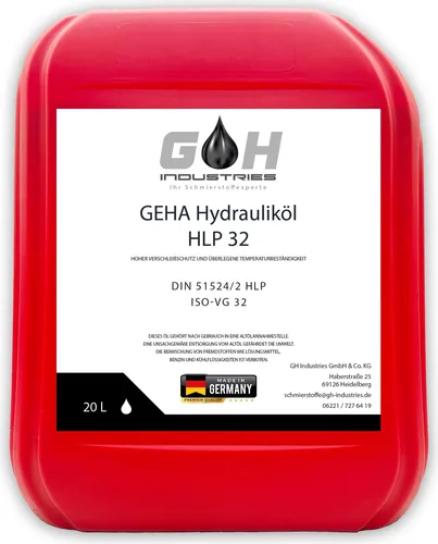 L Hydrauliköl HLP 32 ISO VG 32 nach DIN 51524 Teil 2 Kanister 20 Liter 20