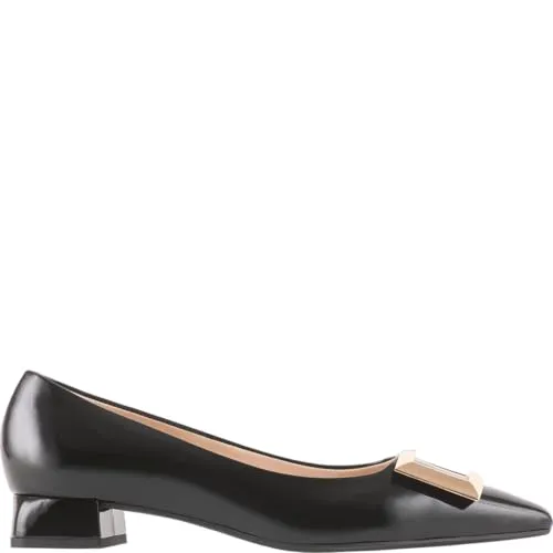 HÖGL Pumps Leder - Elegante Damen Pumps in Schwarz Lack, Gr. 41,5 - Pumps & High Heels mit puristischem Design und hochwertigem Leder in Lack Optik. Ideal für stilvolle Anlässe und ein echter Blickfang durch die Schnalle am Ristriemen.