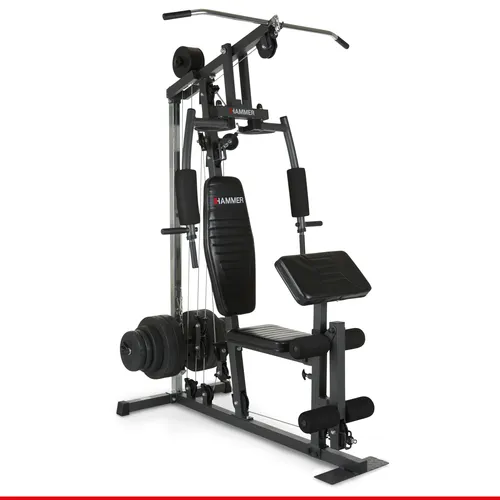 HAMMER Kraftstation California XP - Kraftstation für kleine Räume mit bis zu 120 kg Widerstand, inklusive Curl-Pult und Latzug-Stange. Ideal für effektives Krafttraining zu Hause.