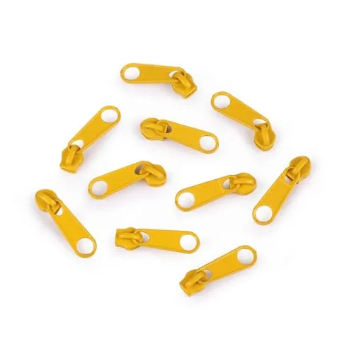 cyclingcolors 10x Reissverschluss Zipper N°3 Schieber Reißverschluss Reparatur Ersatz Zipper für Jacken Koffer Ruckäcke aus Metall, Dunkelgelb