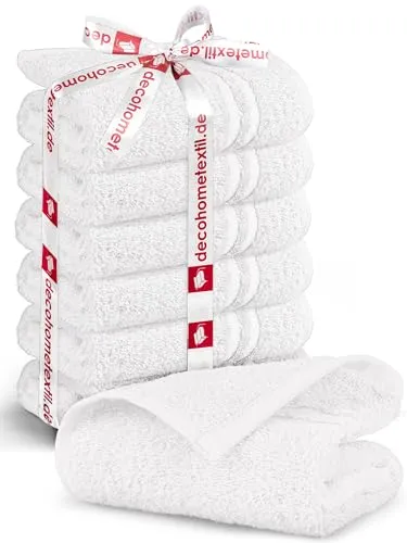 DecoHomeTextil Handtuch-Set 6 Gästetücher 30 x 50 cm in Weiß aus 100% Baumwolle, hochwertig, kuschelweich und saugstark