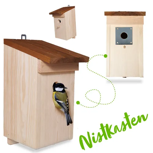 Nistkasten Nisthöhle 28 mm für Meisen mit Spechtschutz - Vogelhäuser aus wetterresistentem Holz, ideal für Meisen. Schützt vor Raubtieren und bietet einen sicheren Nistplatz.